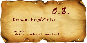 Orowan Begónia névjegykártya